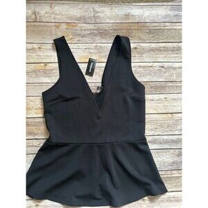 Women's Express V-neck Peplum Tank Top with a Mesh V-neck Inset Size M